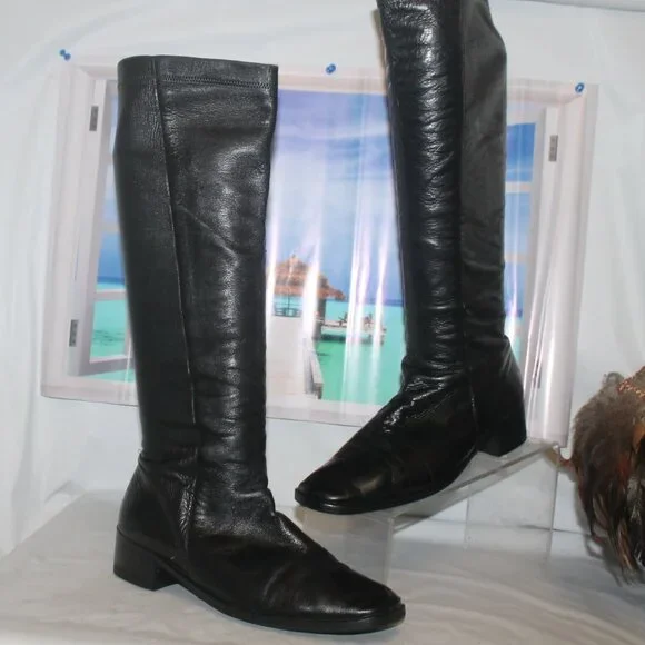 $498 Cole Haan Made in Italy Stretch Leather Tall Knee High Boots Sz 8 - Picture 2 of 13